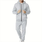Casual Solid Color Hooded Zip Cardigan Set - Mike's Gear 