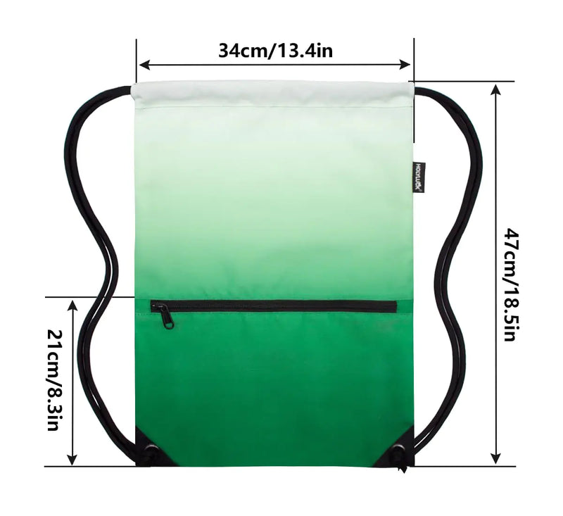 HOLYLUCK Drawstring Backpack Bag Sport Gym Sackpack Gradient Green - Mike's Gear 