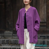 Women's Cotton Hemp Zen Cardigan - Traditional Kung Fu Style