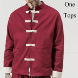 Men's Chinese Style Kung Fu Jacket with Pants and T-Shirt