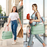 ETRONIK Gym Bag for Women, Travel Duffel Bag with USB Charging Port, Weekender Overnight Bag with Wet Pocket & Shoes Compartment for Women, Travel, Gym, Yoga (Green Pink) Medium Pink Green - Mike's Gear 