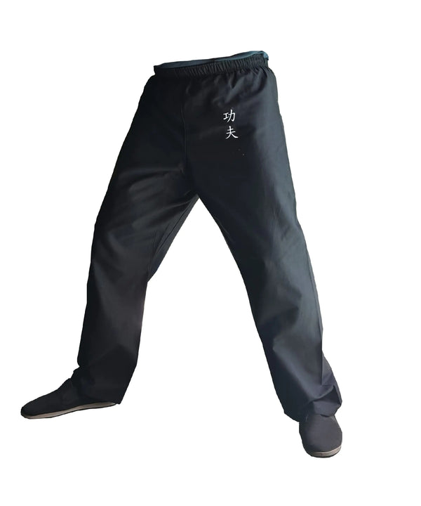 TA0 Kung Fu Pants Martial Arts Kimono for Men and Women Wing Chun Trousers Cotton 100% (Kung Fu Black size M)