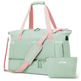 ETRONIK Gym Bag for Women, Travel Duffel Bag with USB Charging Port, Weekender Overnight Bag with Wet Pocket & Shoes Compartment for Women, Travel, Gym, Yoga (Green Pink) Medium Pink Green - Mike's Gear 