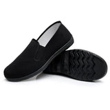 Chinese Kung Fu Slippers Canvas Martial Arts Tai Chi Shoes Rubber Sole Unisex All Black Size Man 9/Woman 10 (260cm)