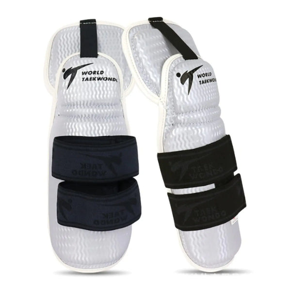 Wonzone Taekwondo Shin Protector Forearm Elbow Arm Guards WT MMA Martial Arts Boxing Kickboxing Karate Sparring Muay Thi Training Match Gym School Academy for Men Women Kids (Small White Arm Guards)