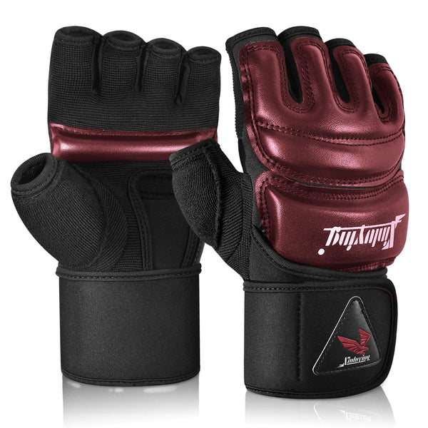 Xinluying MMA Gloves Punch Bag Training Martial Arts Sparring Grappling Kickboxing Muay Thai Boxing Gloves Thickened Knuckle Pads，Widen The Wristband，Fingerless Rub Resistance Mitts for Men Women
