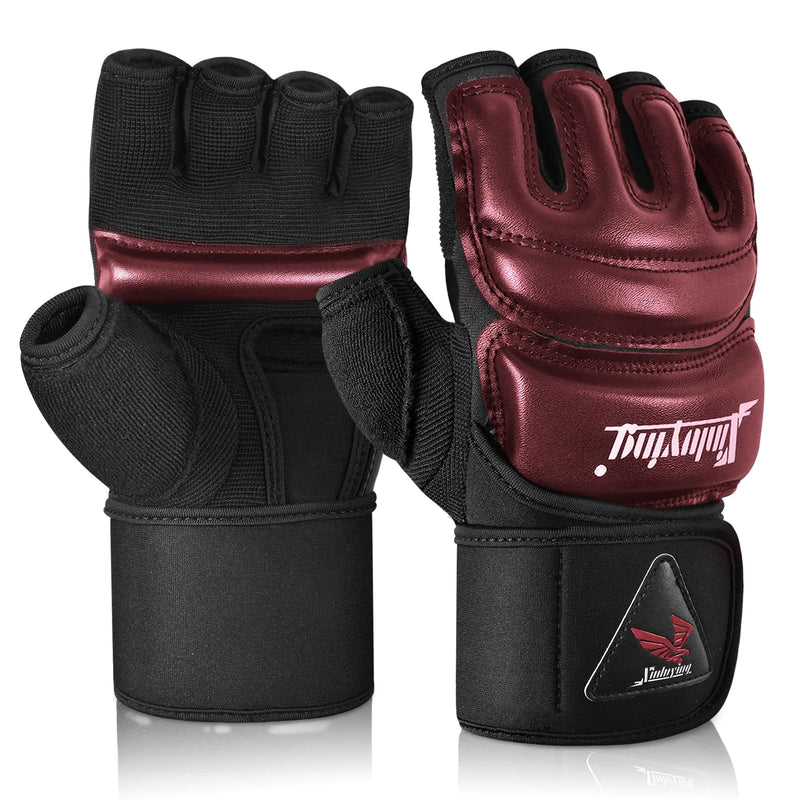 Xinluying MMA Gloves Punch Bag Training Martial Arts Sparring Grappling Kickboxing Muay Thai Boxing Gloves Thickened Knuckle Pads，Widen The Wristband，Fingerless Rub Resistance Mitts for Men Women
