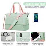 ETRONIK Gym Bag for Women, Travel Duffel Bag with USB Charging Port, Weekender Overnight Bag with Wet Pocket & Shoes Compartment for Women, Travel, Gym, Yoga (Green Pink) Medium Pink Green - Mike's Gear 