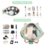 ETRONIK Gym Bag for Women, Travel Duffel Bag with USB Charging Port, Weekender Overnight Bag with Wet Pocket & Shoes Compartment for Women, Travel, Gym, Yoga (Green Pink) Medium Pink Green - Mike's Gear 