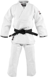 FUJI Double Weave Judo GI Thick Collar Cotton-Blend Judo Uniform White 3.5