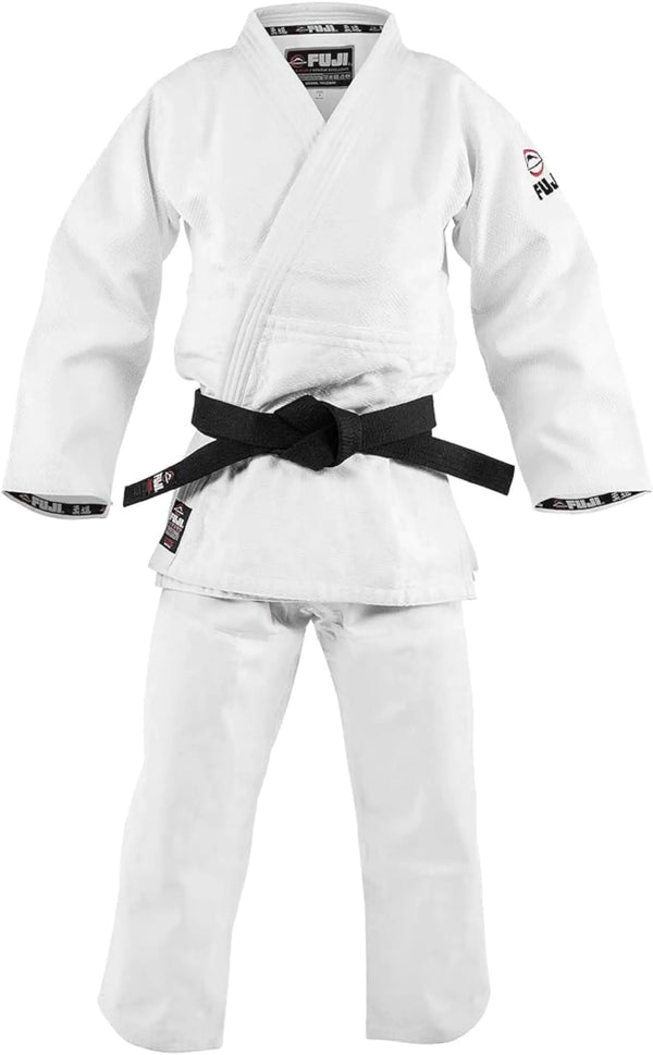 FUJI Double Weave Judo GI Thick Collar Cotton-Blend Judo Uniform White 3.5