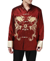 BTRC Mens Oriental Tai Chi Kung Fu Asian Chinese Top Jacket Coat (USA XS - Tag says M Red)