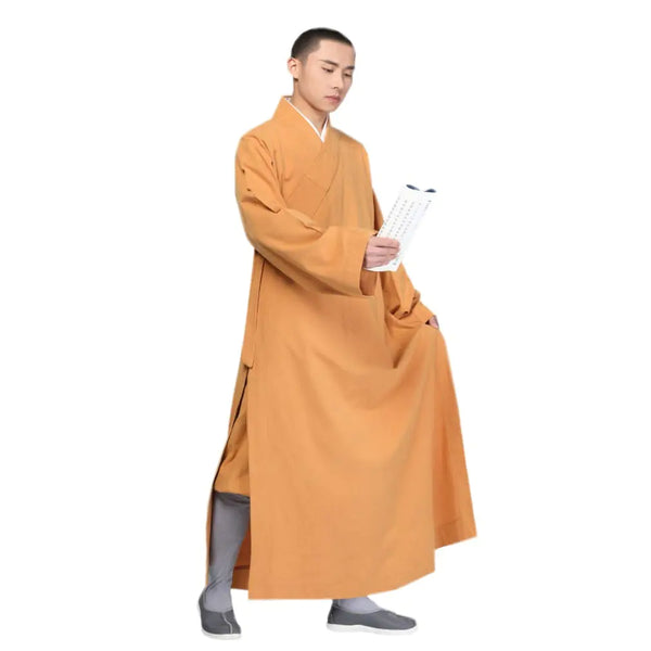 Qiezi Summer Shaolin Monk Gown Kung Fu Uniforms Martial Arts Robe (Dark Orange 45)