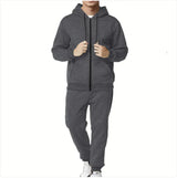 Casual Solid Color Hooded Zip Cardigan Set - Mike's Gear 