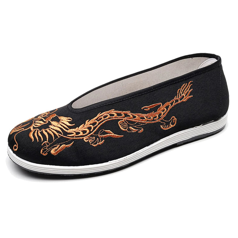 Chinese Slip Ons Shoes Traditional Old Beijing Shoes Kung Fu Tai Chi Cloth Shoes Unisex Gold